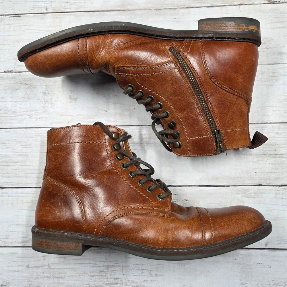 Four Brothers FB Lingdale Boots Mens 10 Brown Leather Cap Toe Side Zip 7699127